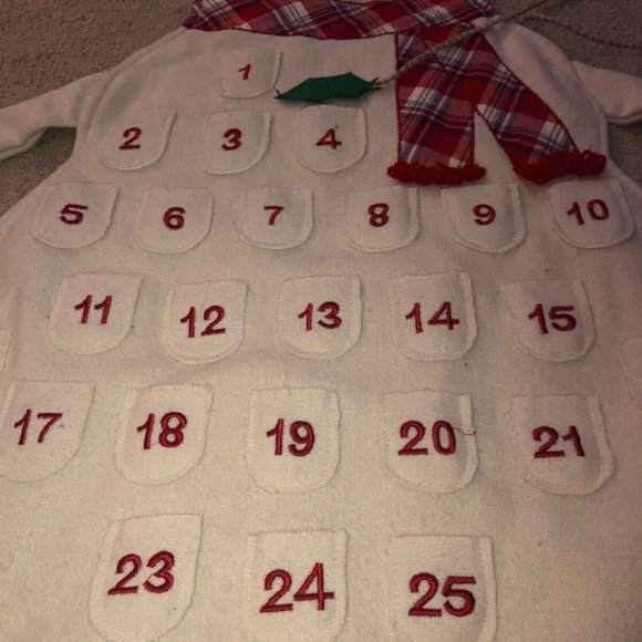 Vintage Advent Calendar Christmas‎ Countdown Snowman Wool Fabric Storehouse - Picture 12 of 13